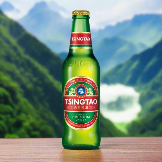 Tsingtao Bier in China mit AI Hintergrund